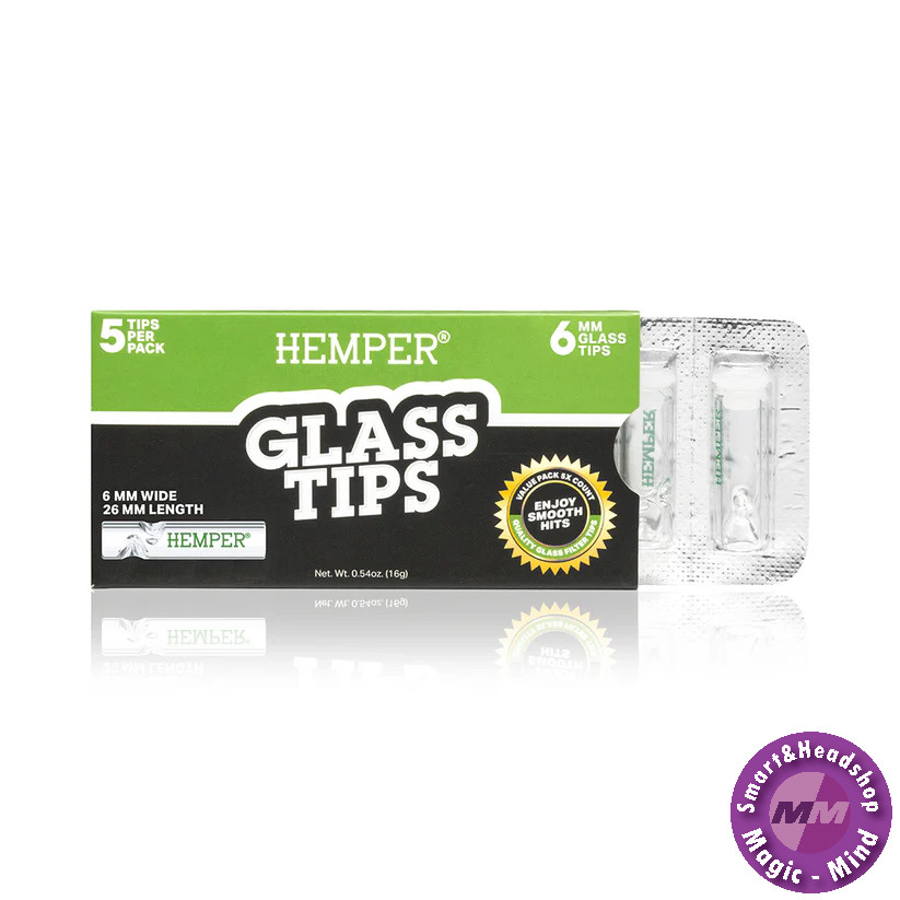 HEMPER HEMPER 6mm Glass Filter Tips - doosje-  5 glazen tips