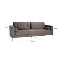 Bank Louanne 3-zits Stone Velvet (Quartz Stone 101) S5113 STONE VELVET