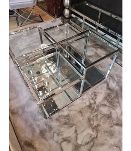 Salontafel  Liare zilver chroom en glas
