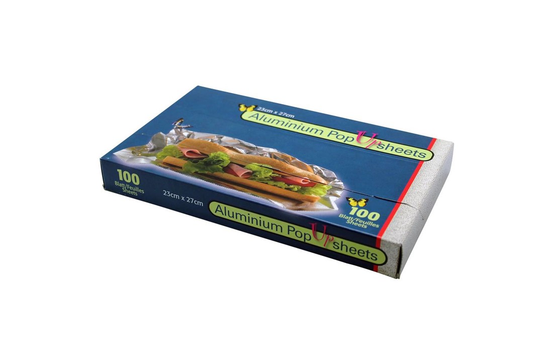 Pop-up Aluminiumfolie vellen 100st. 0,014mm x 230mm x 270mm