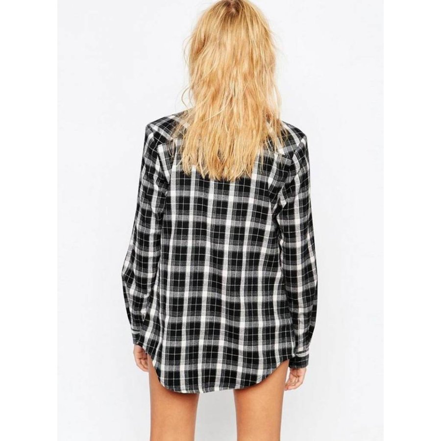 Checkered blouse black-5