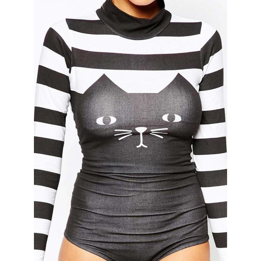 Striped sweater with cat-2