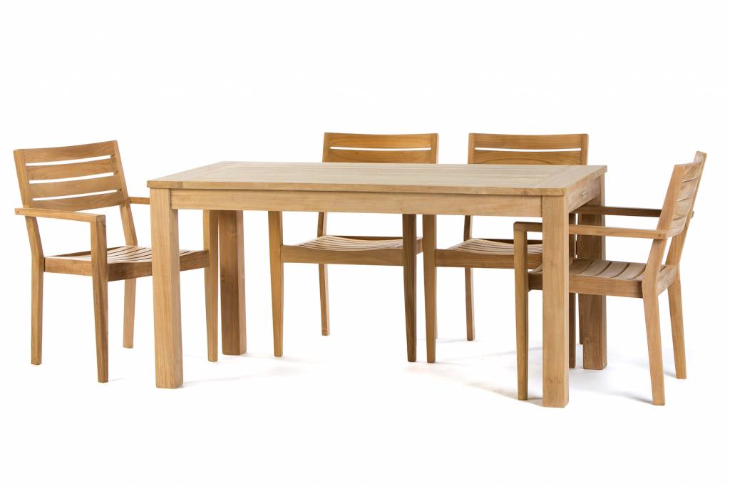 Garden Teak tuinmeubelen Tuinset James 160 cm met St. Tropez tuinstoelen