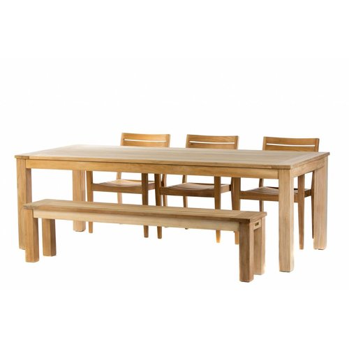 Garden Teak Tuinset James 240 cm met St. Tropez tuinstoelen en James tuinbank 190 cm Garden Teak Tuinset James 240 cm met St. Tropez tuinstoelen en James tuinbank 190 cm