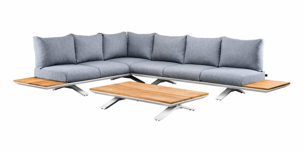 SUNS tuinmeubelen Stockholm loungeset | Mat wit | Opstelling 3