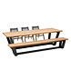 Wolfwood tuinmeubelen George tuintafel en tuinbank met Norden dining stoel Wolfwood tuinmeubelen George tuintafel en tuinbank met Norden dining stoel