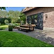 Wolfwood tuinmeubelen George tuintafel met George tuinbank en St Tropez tuinstoelen Wolfwood tuinmeubelen George tuintafel met George tuinbank en St Tropez tuinstoelen