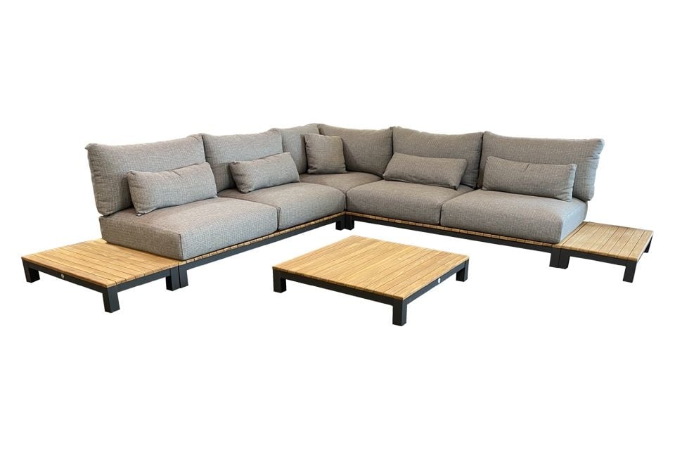 SUNS tuinmeubelen Evora Loungeset | Mat Royal Grey  | Kleine hoekopstelling | Opstelling 1