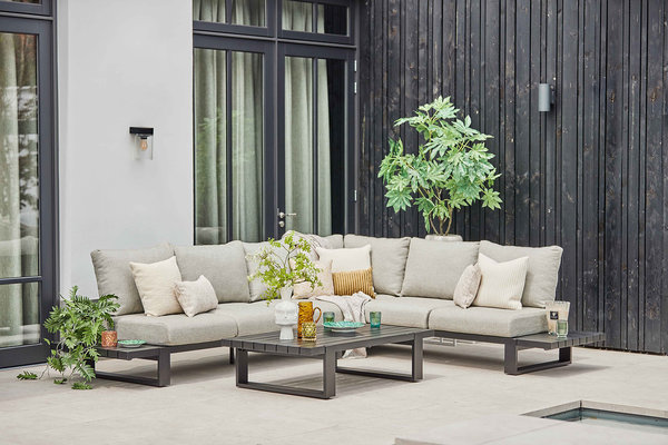 filosoof Willen Pijler Nardo loungeset | Suns| hoekopstelling groot | Aluminium - DutchGarden.nl