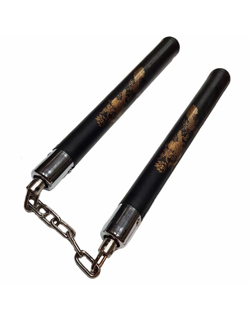 Hard rubber Nunchaku with molded grooves for hand grip Enso Martial