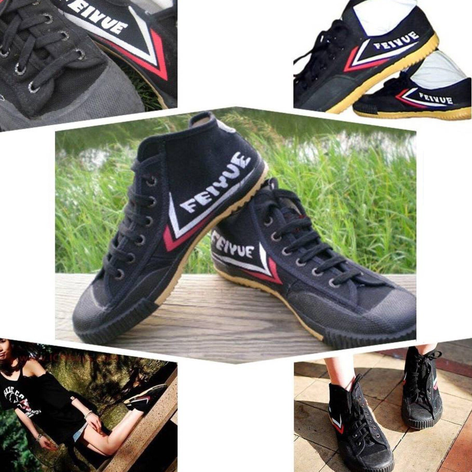 Feiyue black high top shoes for Kung Fu Parkour and Circus Enso Martial Arts Shop Bristol