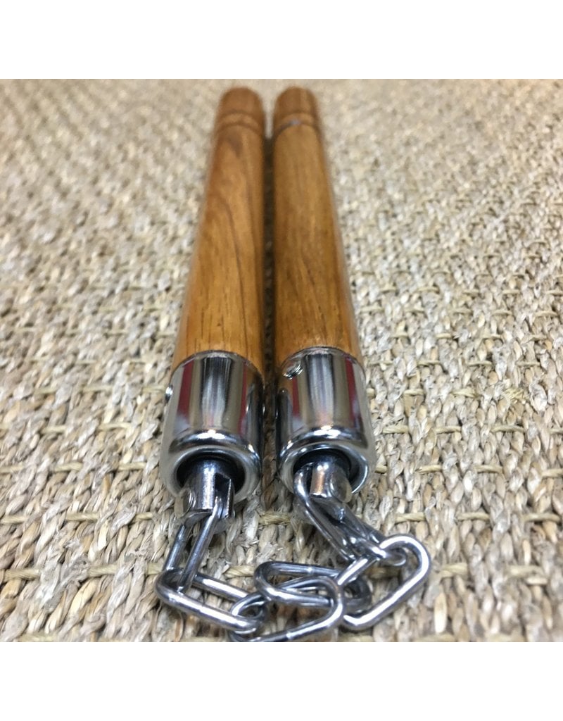 Wooden Nunchaku with two black grooves for excellent grip Enso