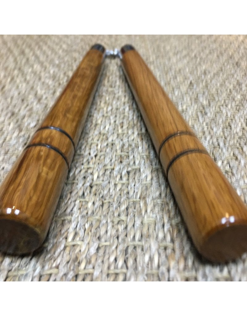 Wooden Nunchaku with two black grooves for excellent grip Enso