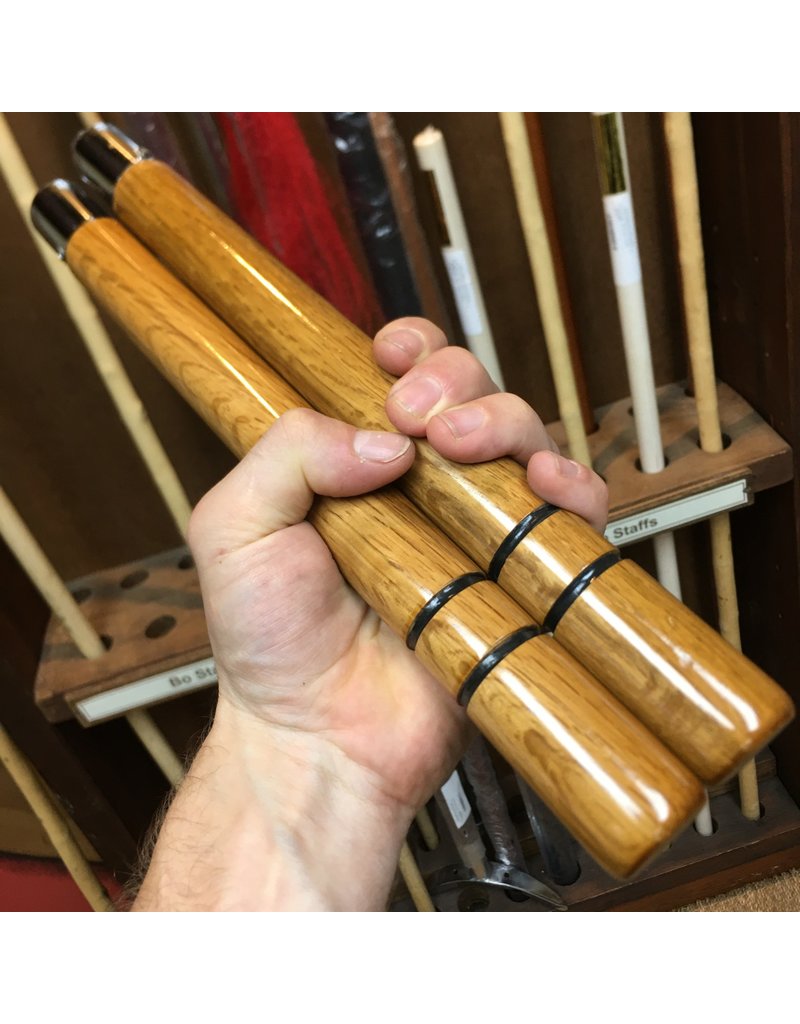 Wooden Nunchaku with two black grooves for excellent grip Enso