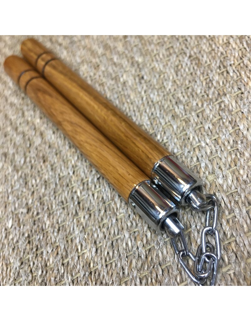 Wooden Nunchaku with two black grooves for excellent grip Enso