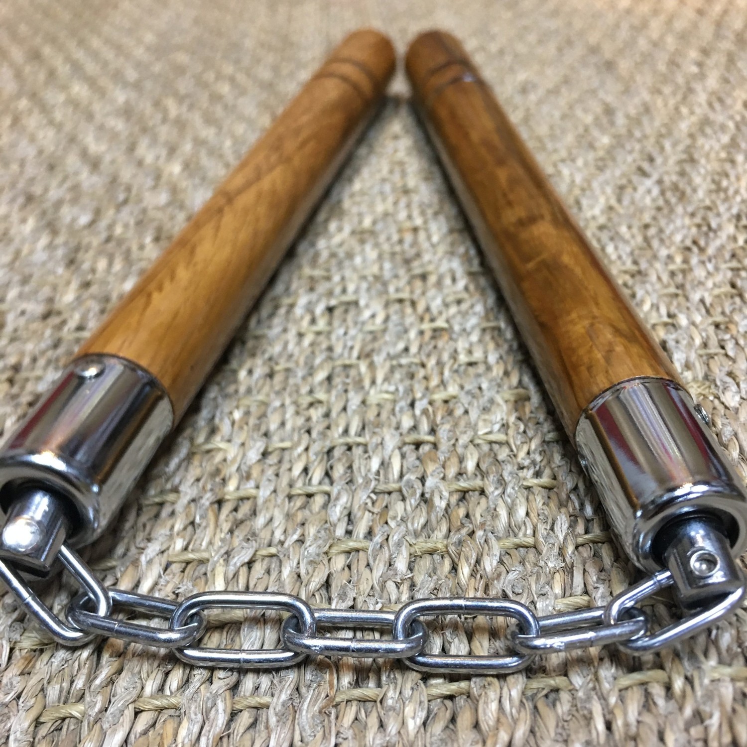 Wooden Nunchaku with two black grooves for excellent grip Enso Martial Arts Shop Bristol