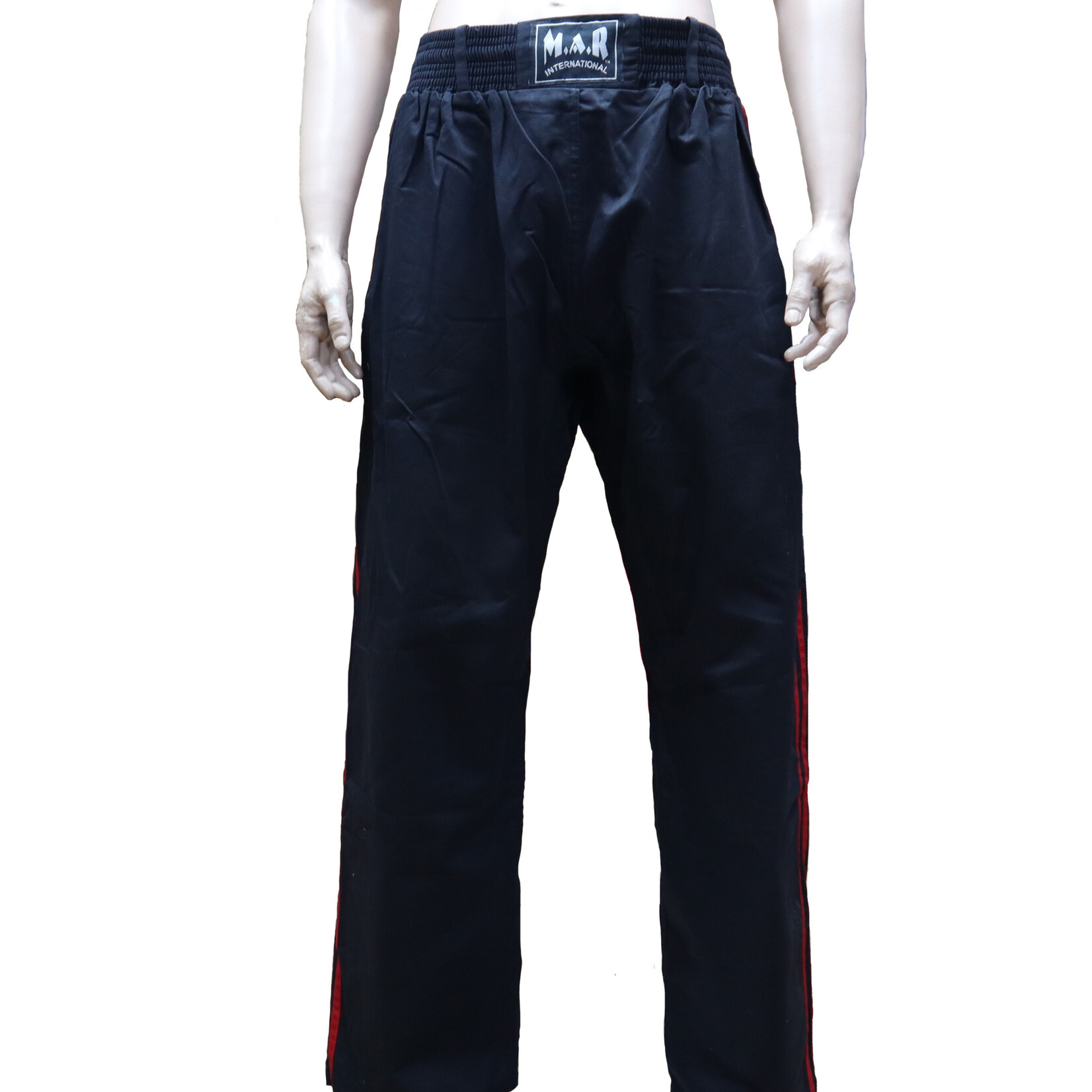 Black Kickboxing Trousers Cotton with Red Stripes
