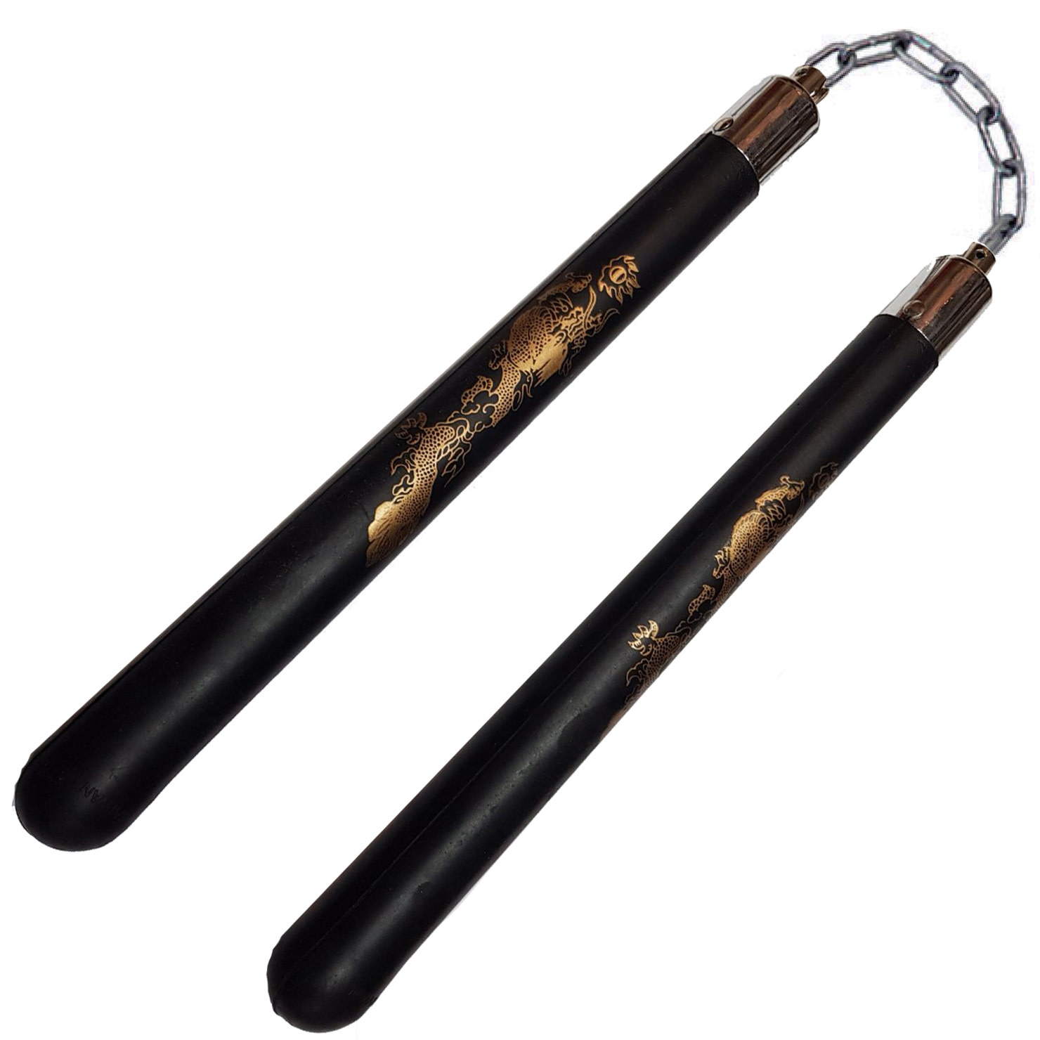 Hard rubber Nunchaku with molded grooves for hand grip Enso Martial