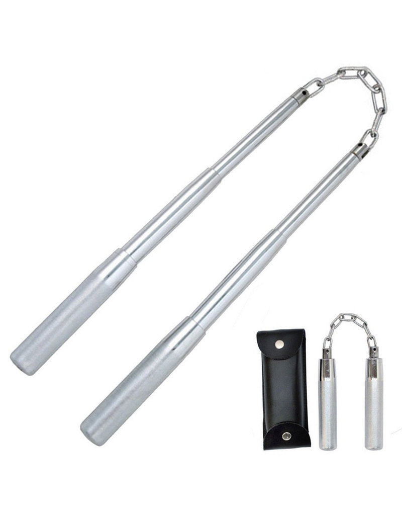 Chrome telescopic Nunchaku with metal Chain and Carry Case Enso
