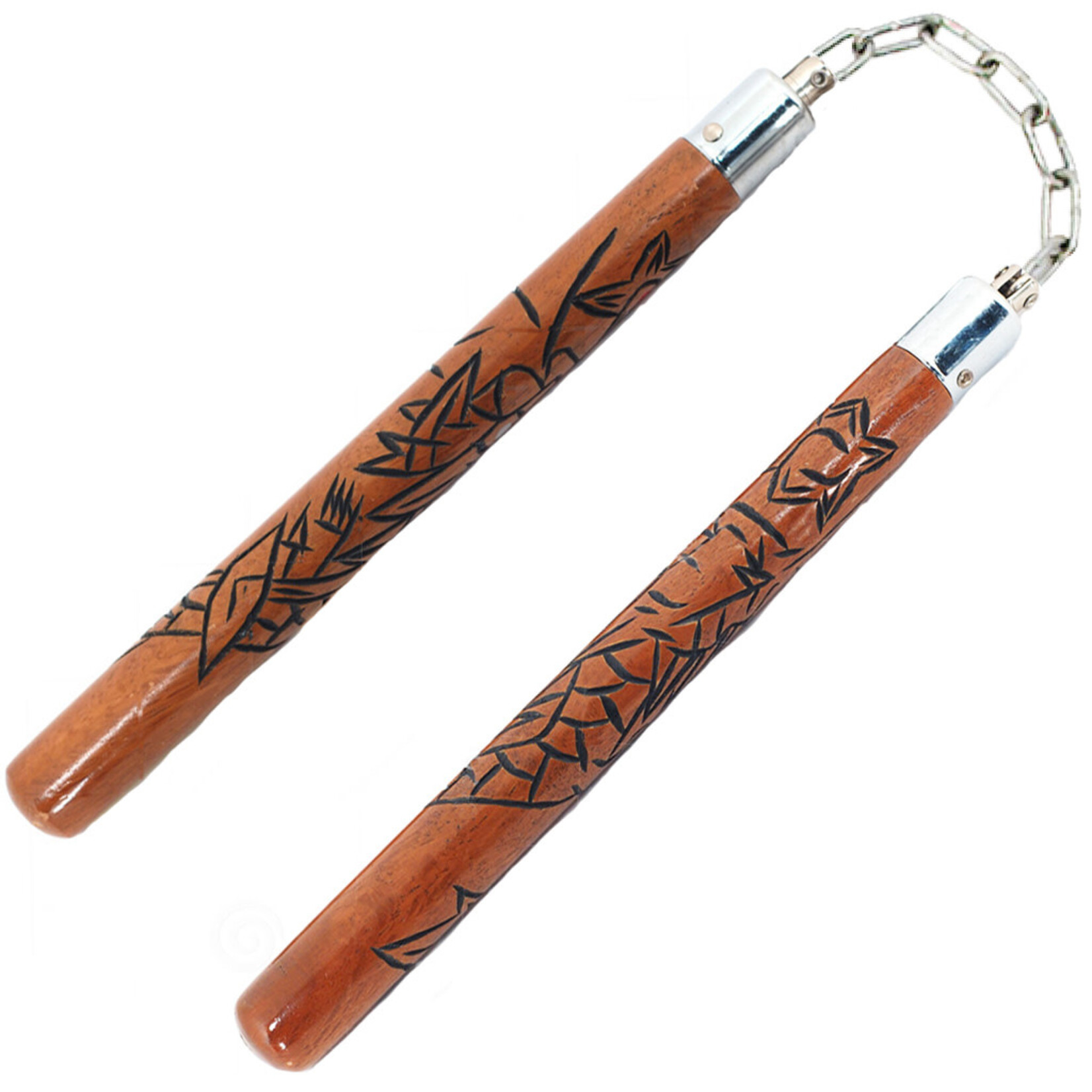Red Oak Carved Dragon Nunchaku