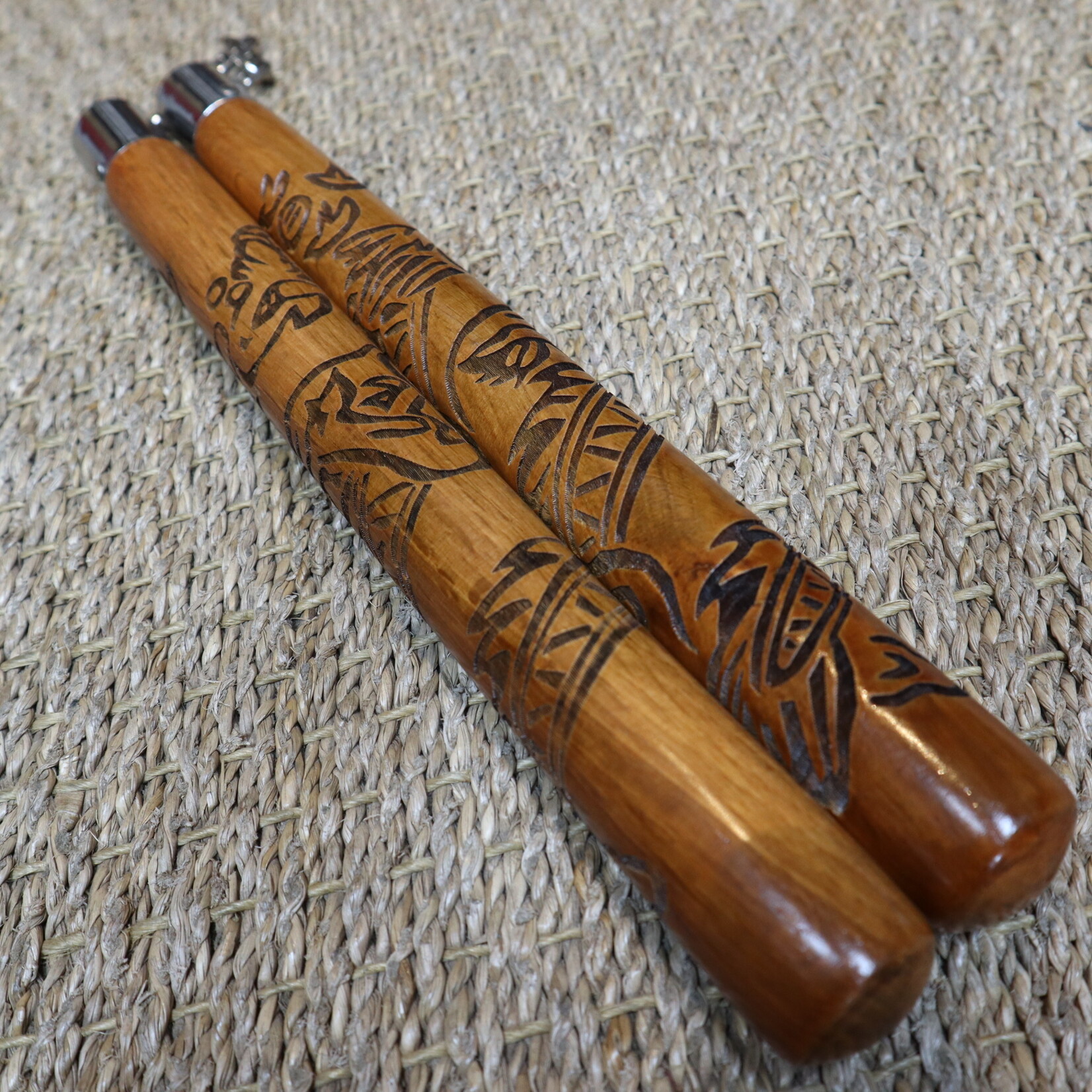 Red Oak Carved Dragon Nunchaku