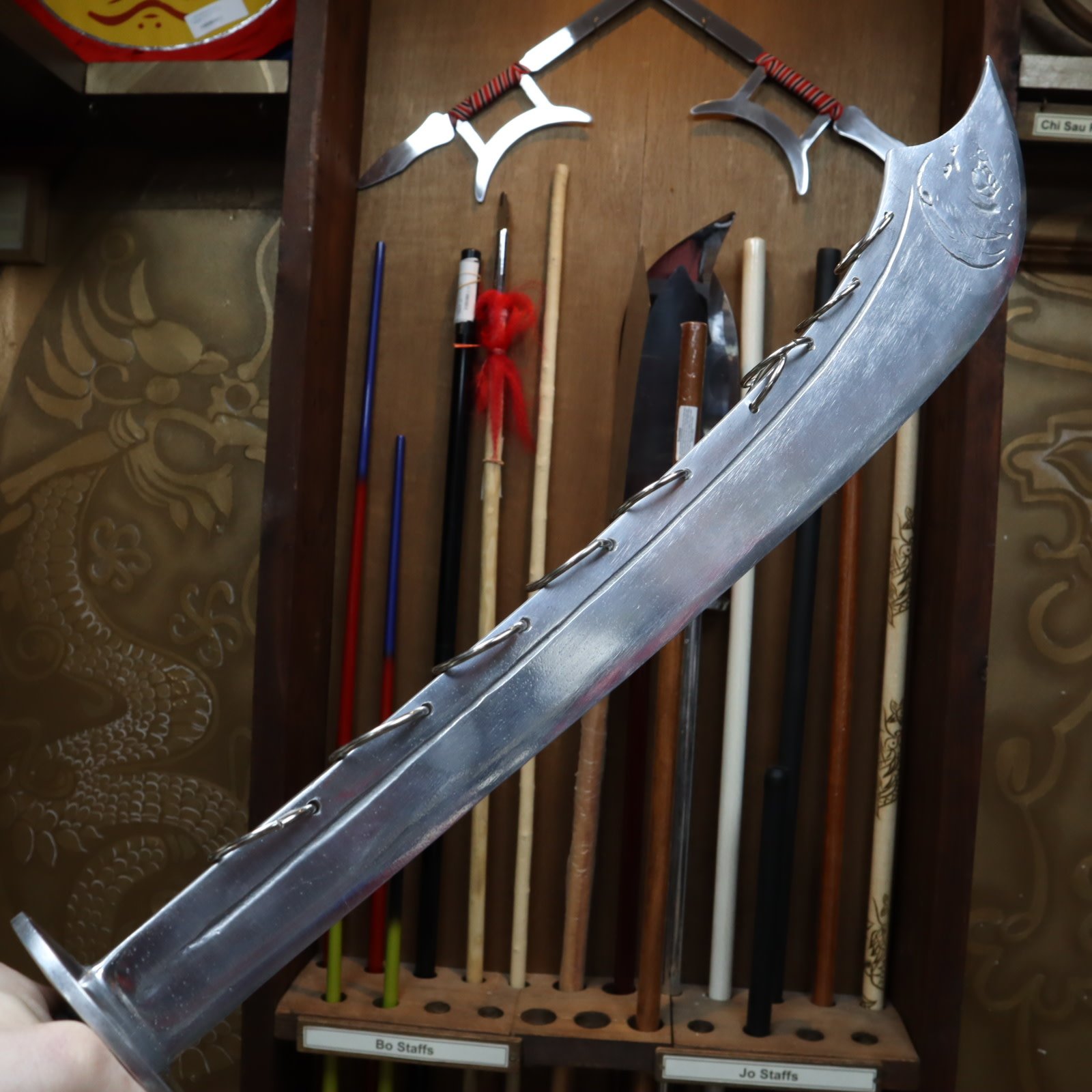 Guan Dao Yu Weapon Moon Blade Long Polearm Chinese Scimitar Guandao Dragon  Steel | eBay