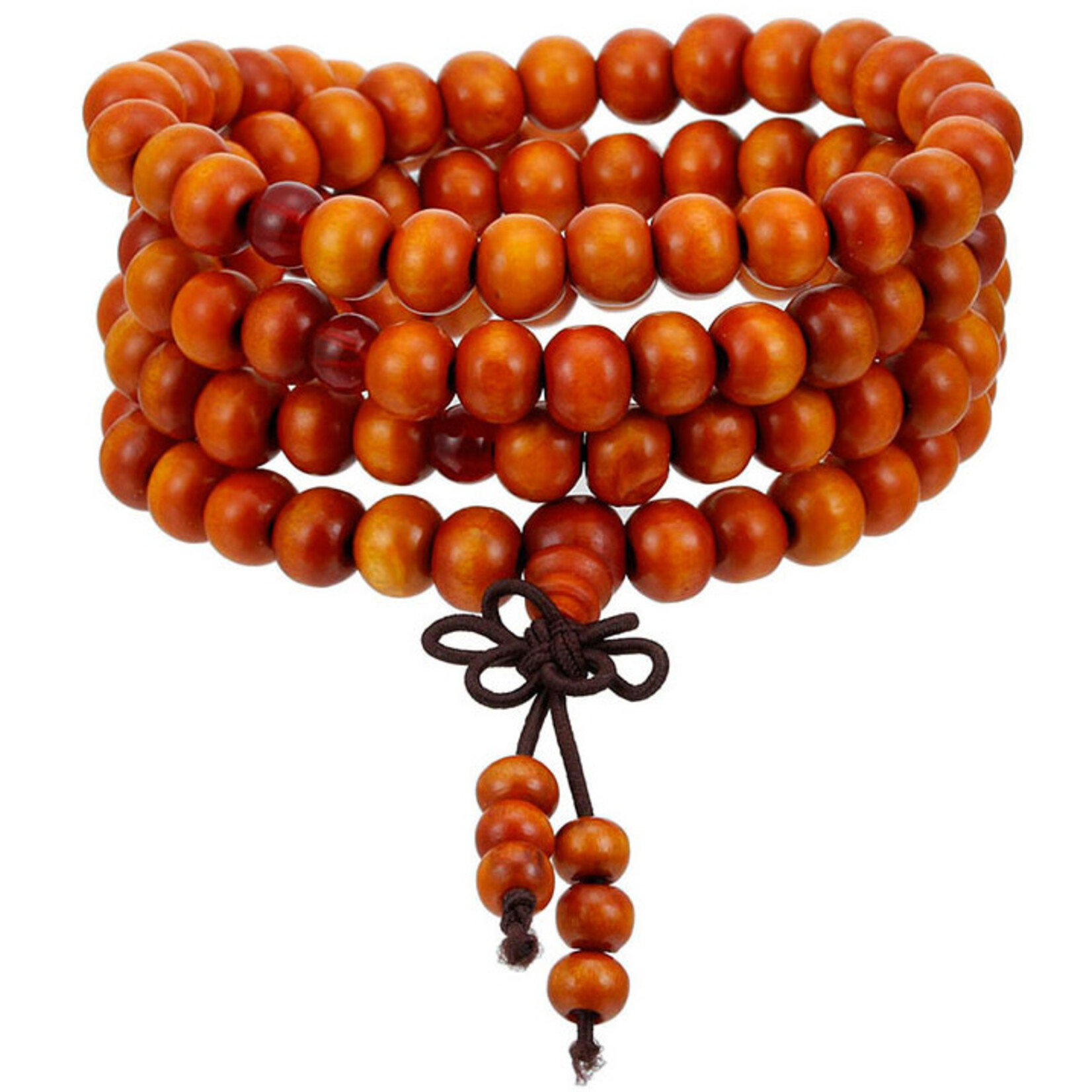 Enso Martial Arts Shop Orange Buddhist Mala Beads Bracelet