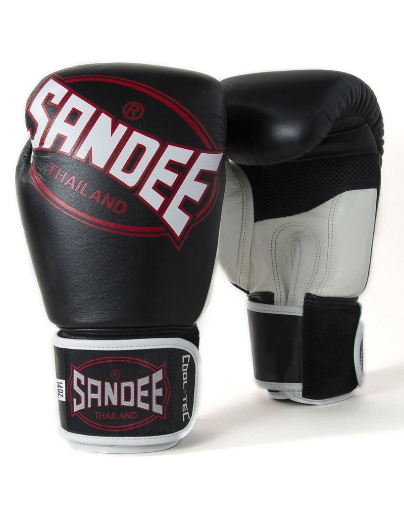 Sandee Boxing Gloves Leather Cool Tec design in Black & White Enso