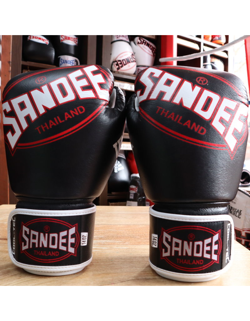 Sandee Boxing Gloves Leather Cool Tec design in Black & White Enso