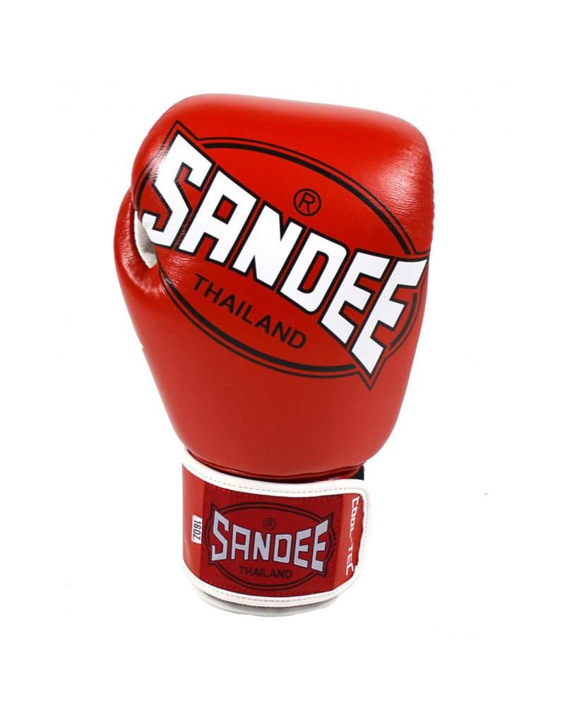 Sandee Boxing Gloves Leather Cool Tec design in Red & White Enso