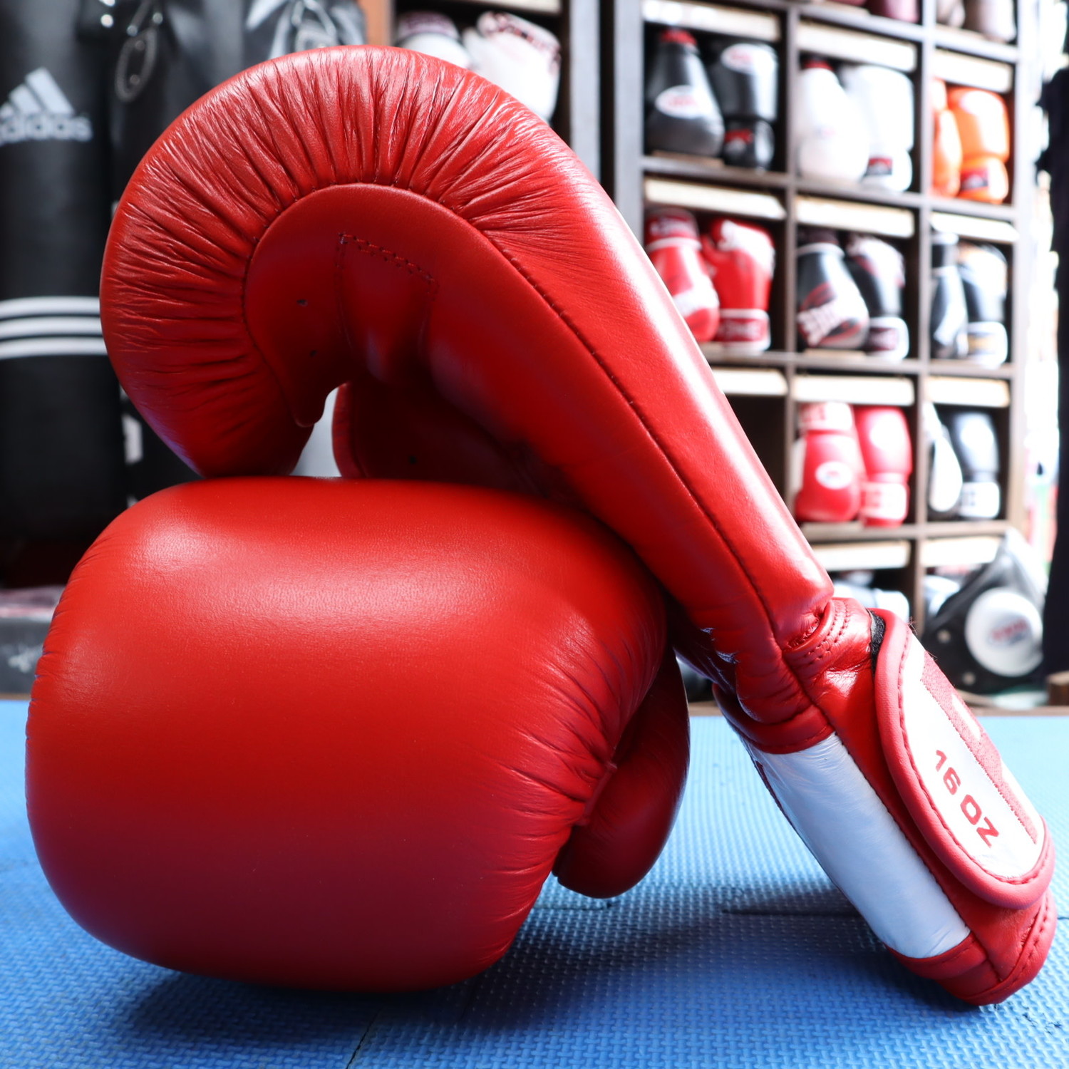Pro box Red Leather Boxing Gloves for Club Sparring Enso Martial Arts