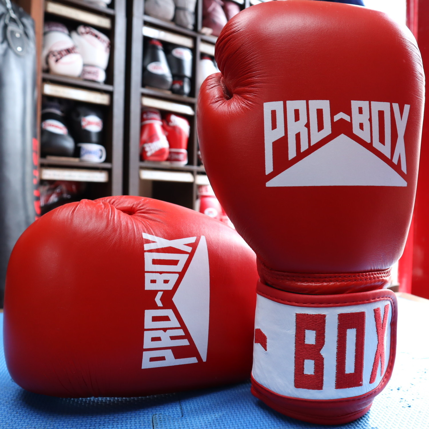 Pro box Red Leather Boxing Gloves for Club Sparring Enso Martial Arts