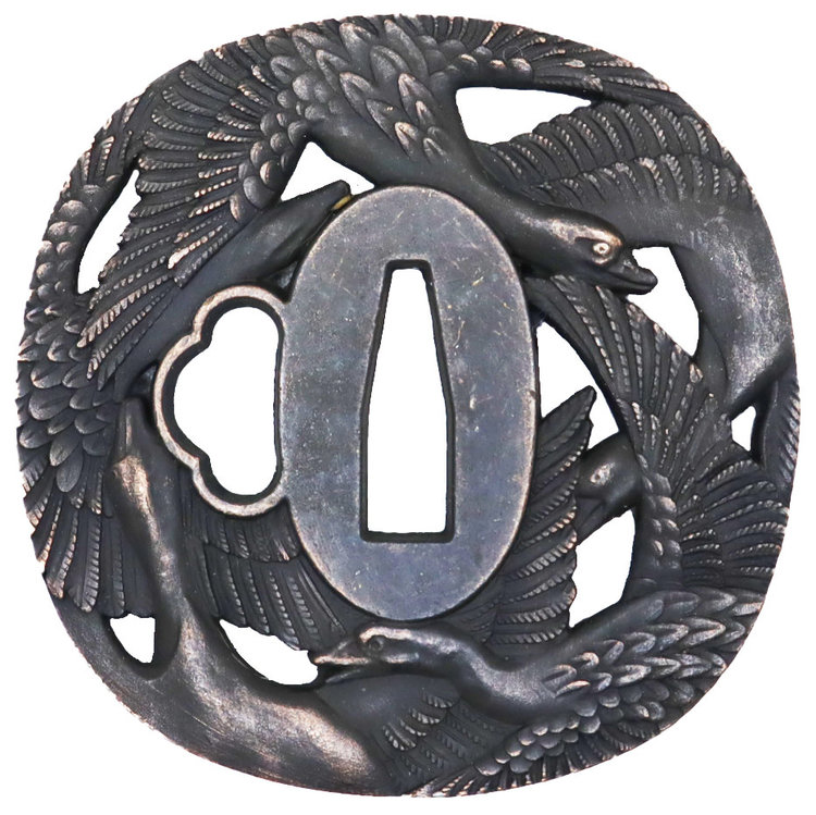 Geese in Flight Tsuba Guard for Samurai Swords Enso Martial Arts Shop