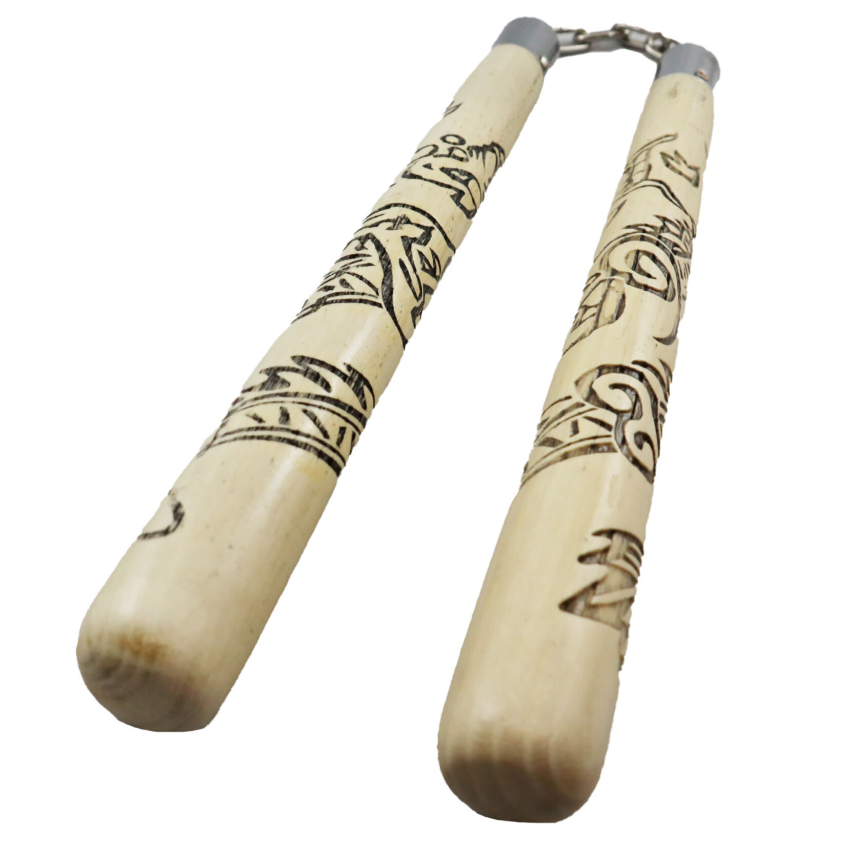 White Oak Carved Dragon Nunchaku