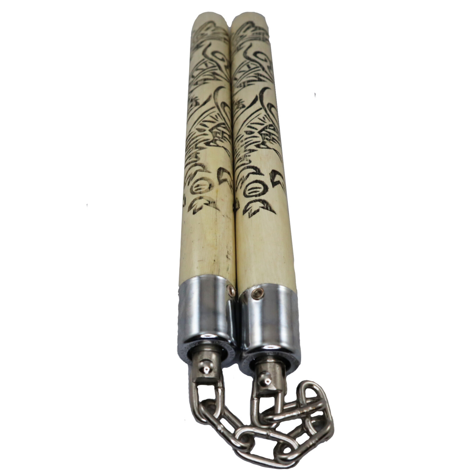 White Oak Carved Dragon Nunchaku