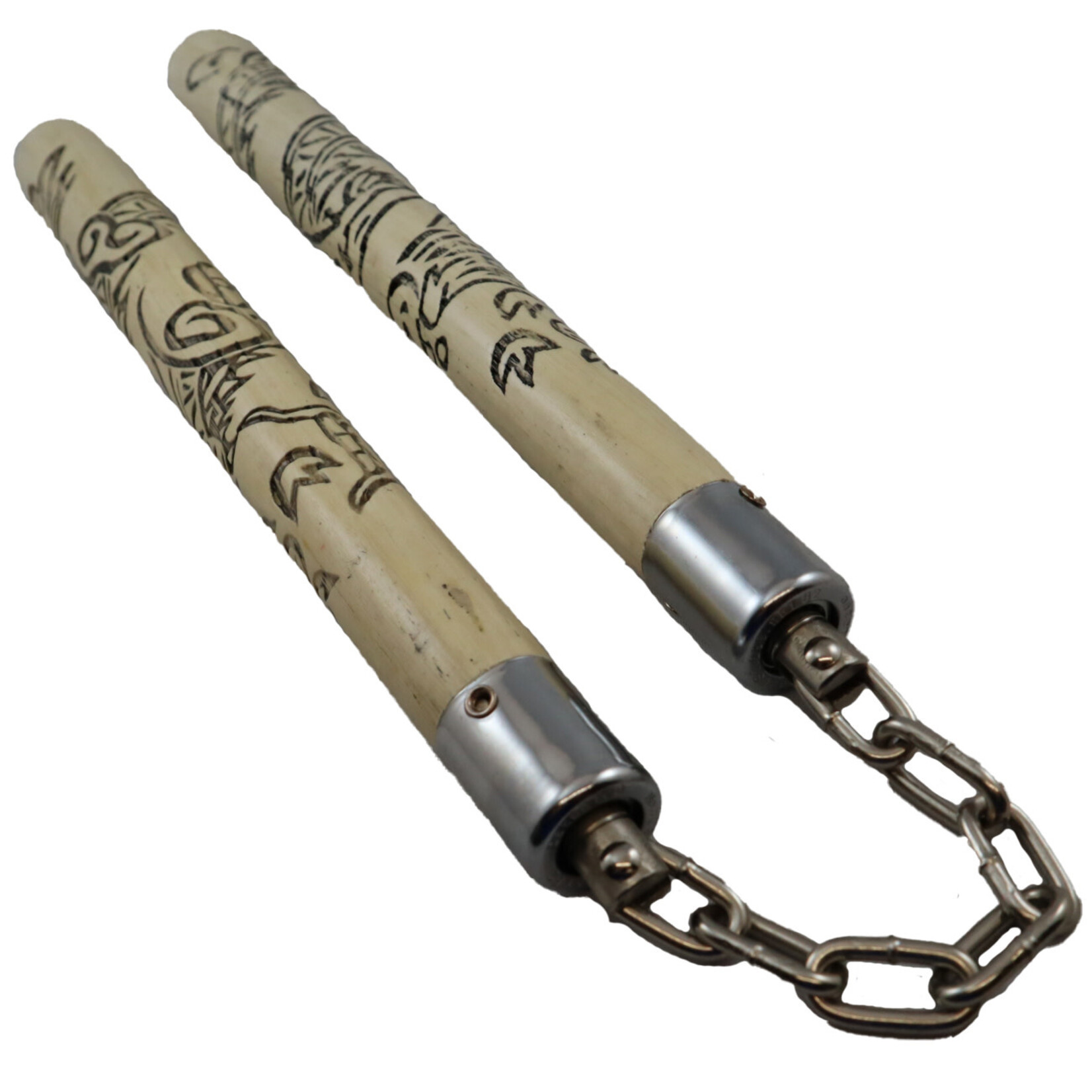 White Oak Carved Dragon Nunchaku