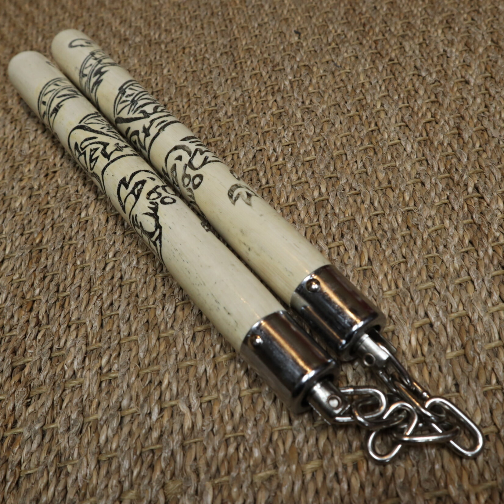 White Oak Carved Dragon Nunchaku
