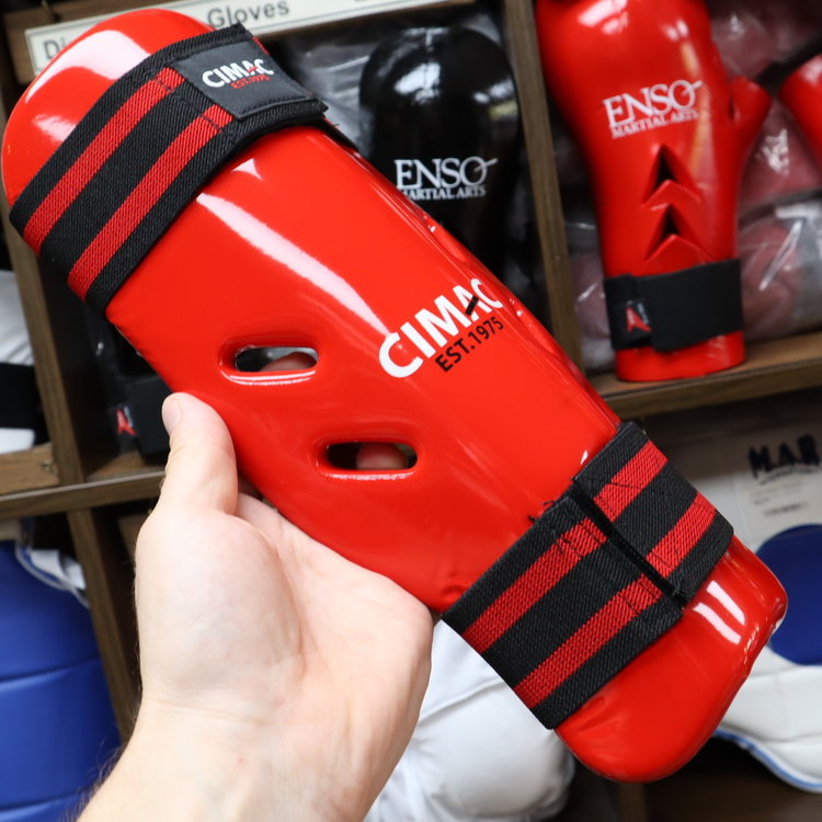 Red Kickboxing Sparring Shin Pads for Shin Protection Enso Martial