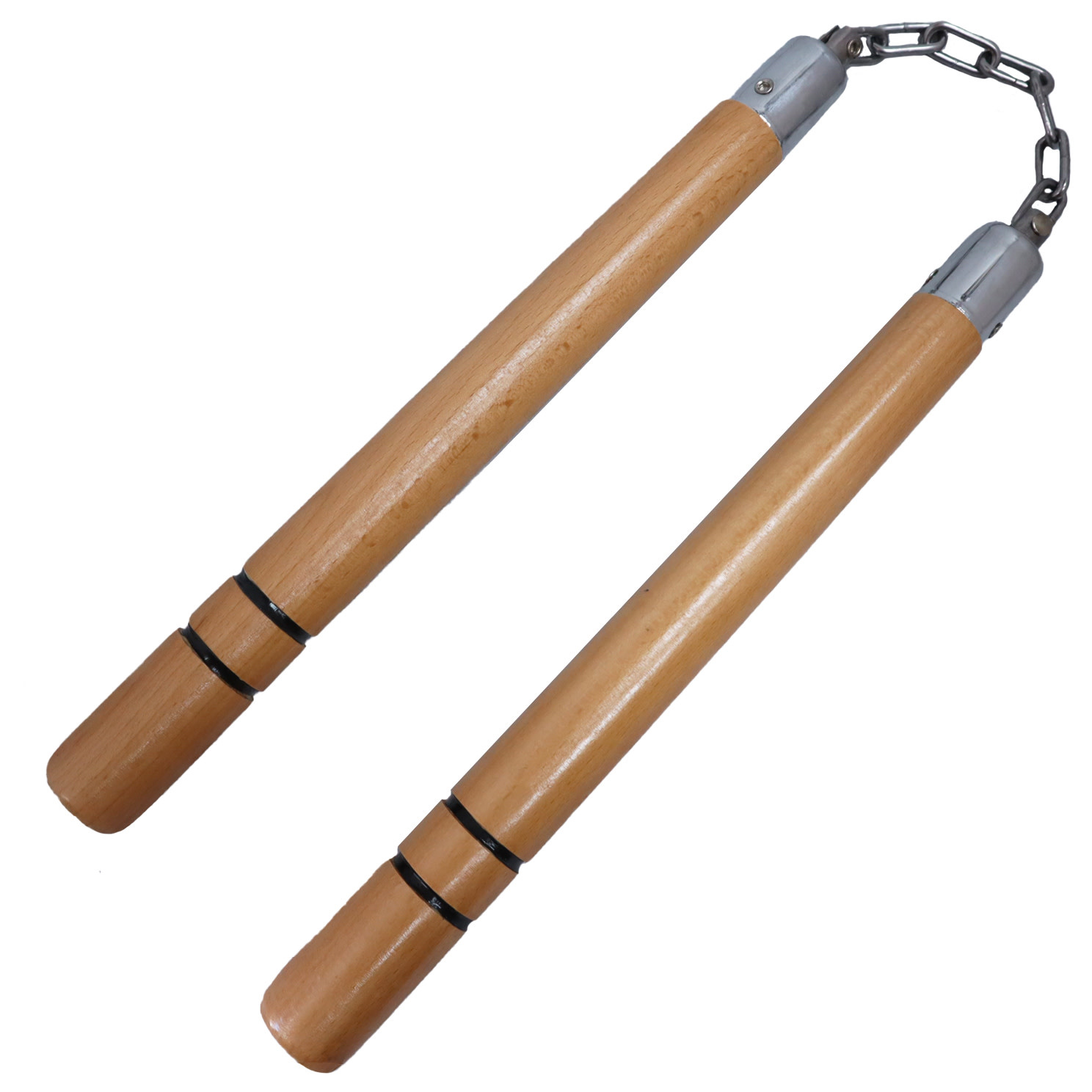 Wooden Nunchaku with two black grooves for excellent grip Enso Martial Arts Shop Bristol