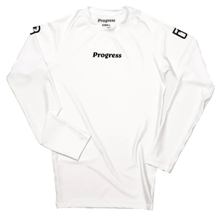 Progress BJJ Rash Guard White Longsleeve for Nogi and BJJ training