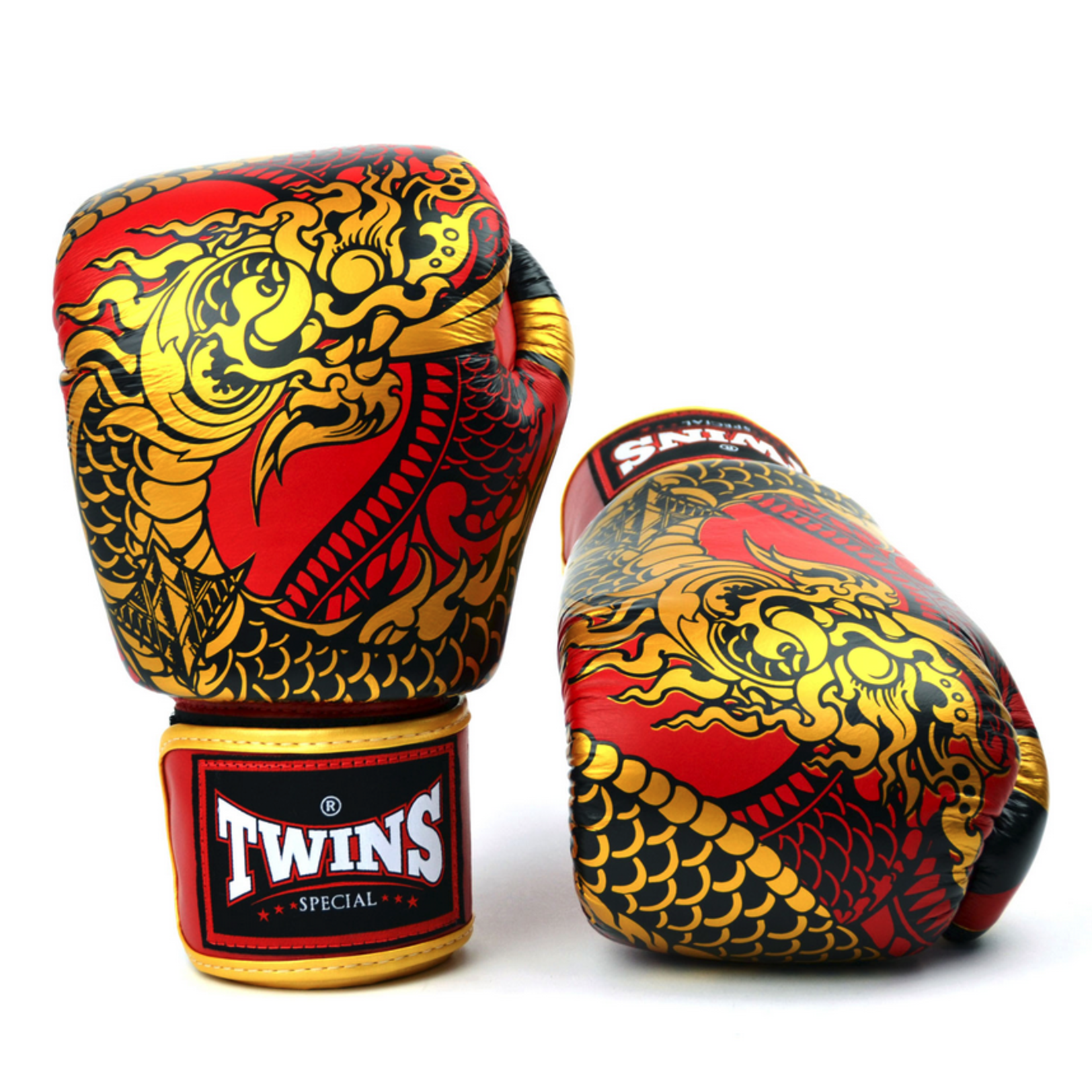 Twins Twins Boxing Gloves Red & Gold Dragon