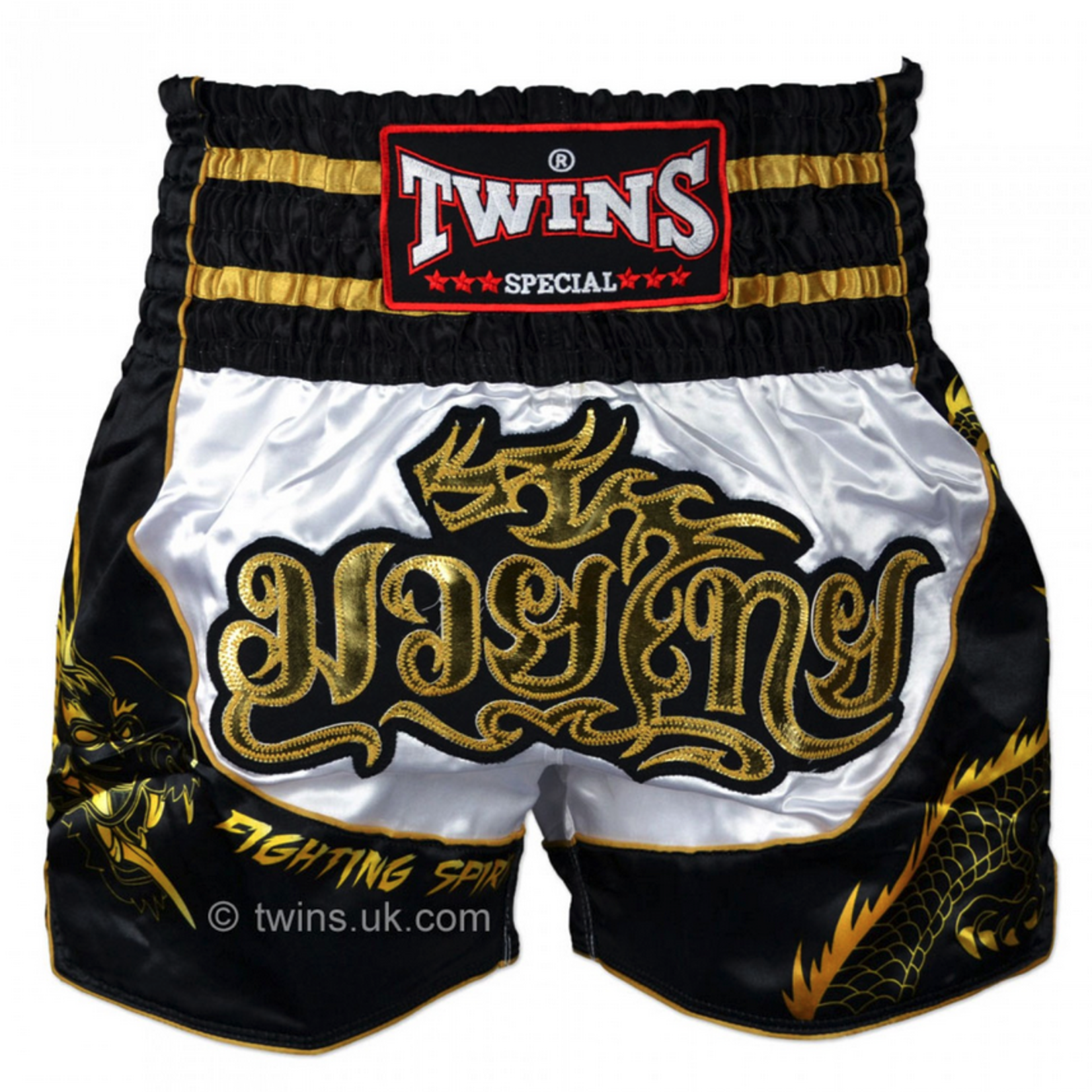 Twins Twins Thai Shorts White & Black Dragon