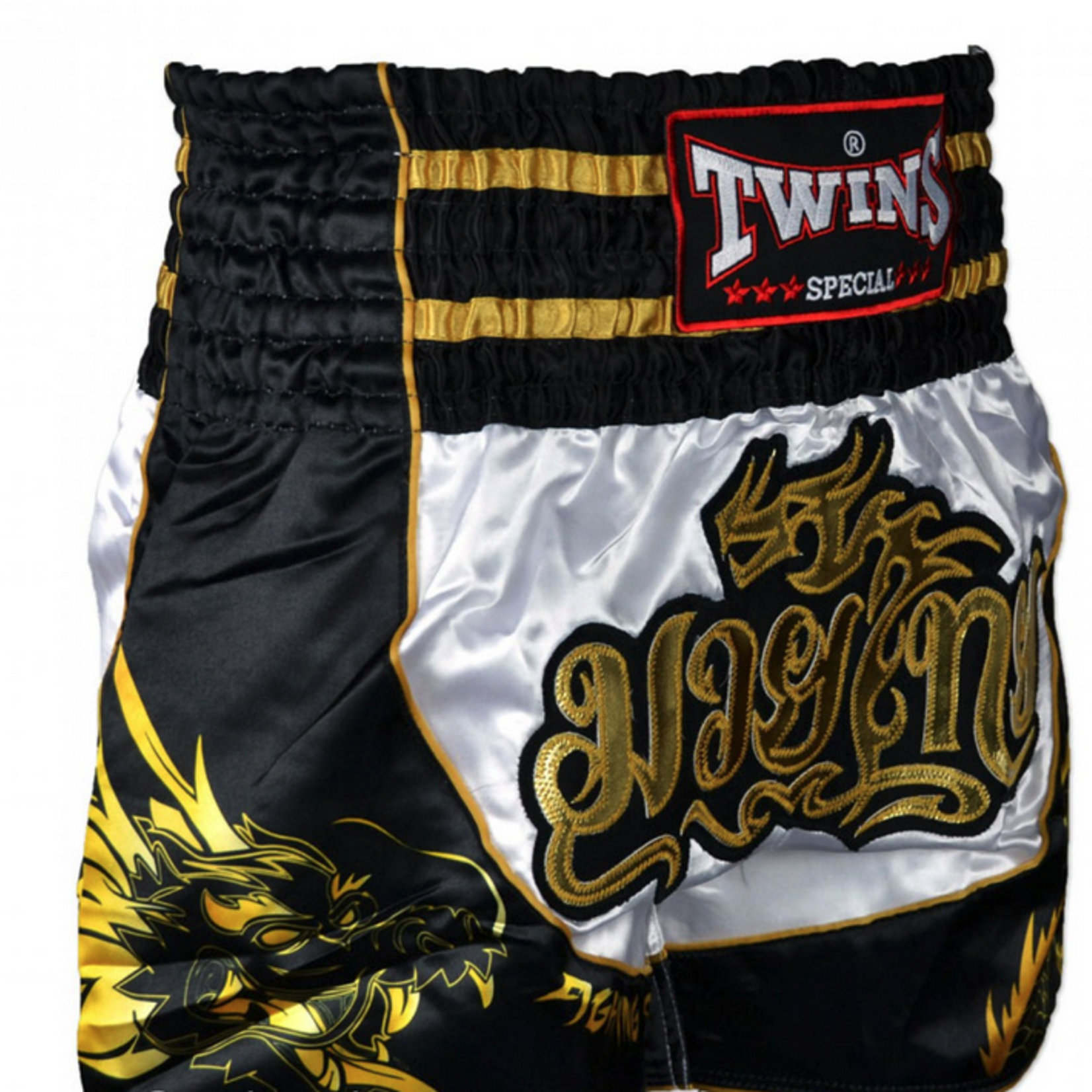Twins Twins Thai Shorts White & Black Dragon