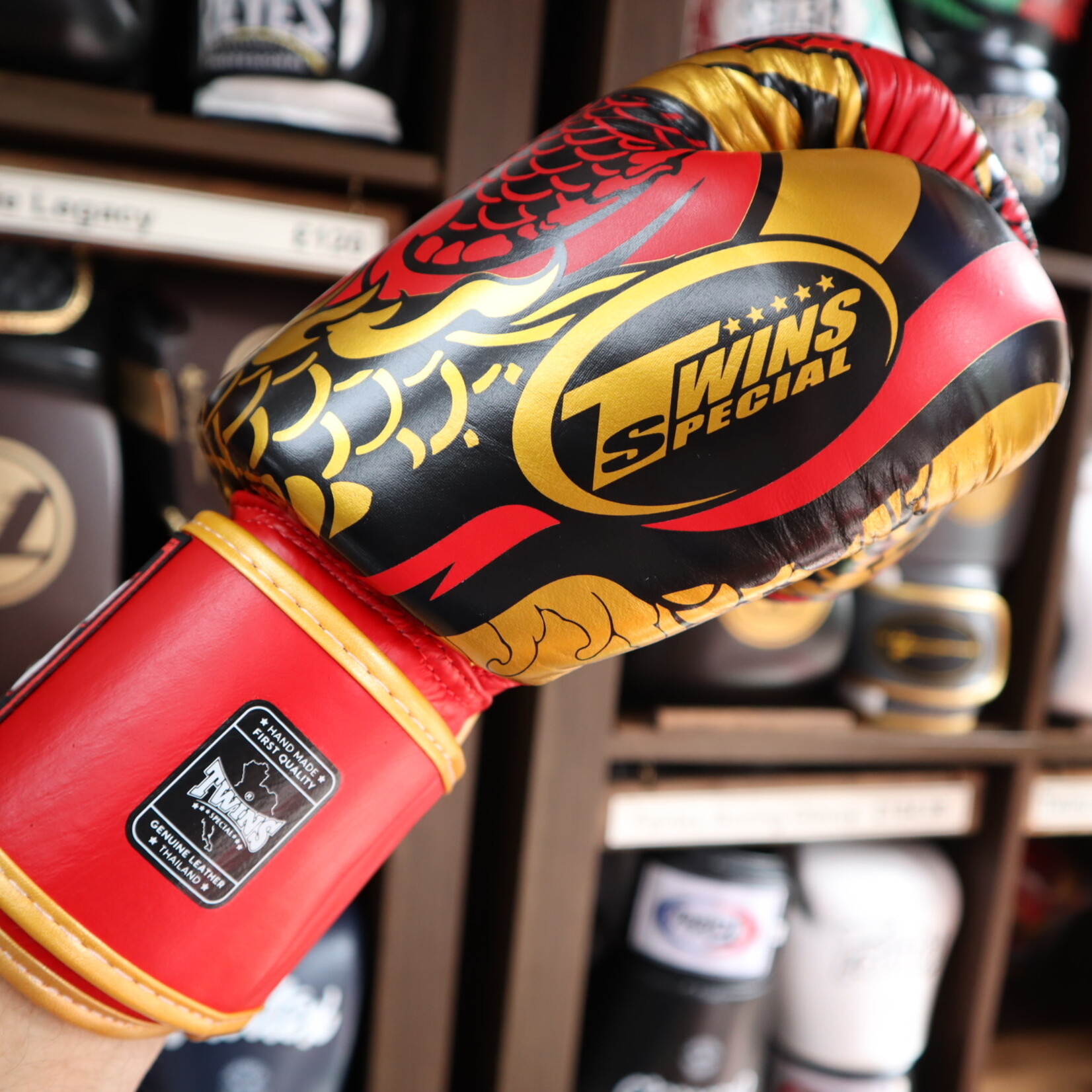 Twins Twins Boxing Gloves Red & Gold Dragon