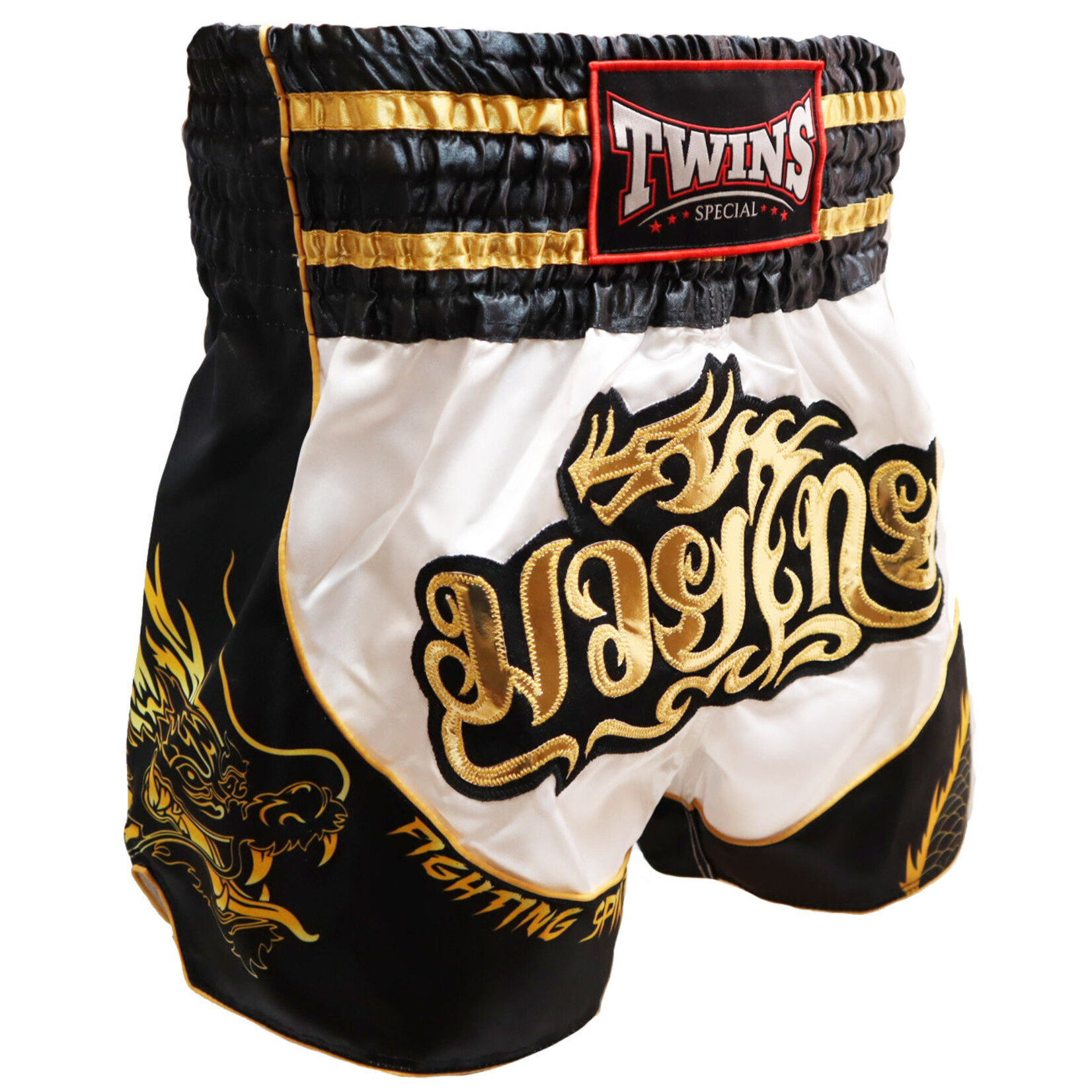 Twins Twins Thai Shorts White & Black Dragon