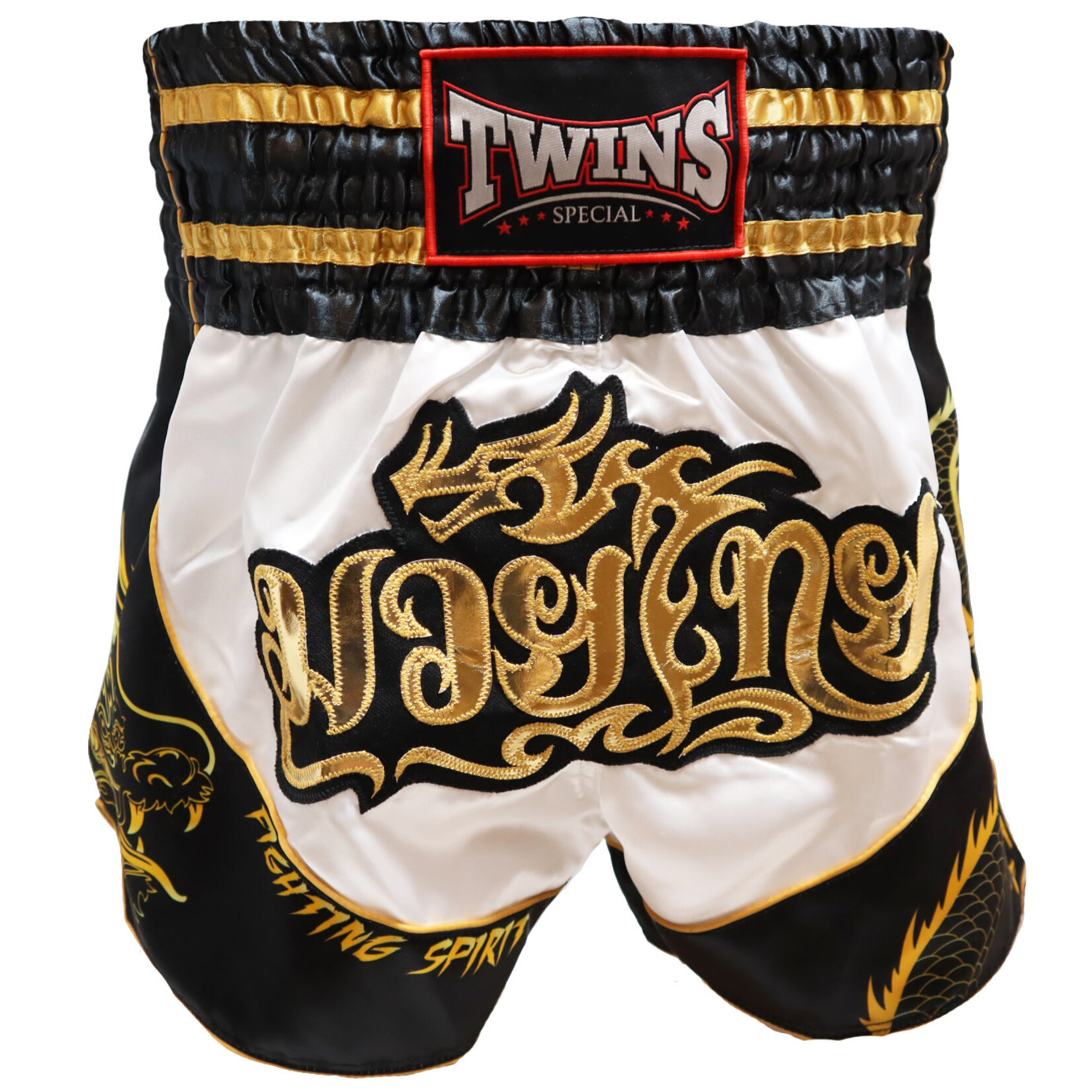 Twins Twins Thai Shorts White & Black Dragon