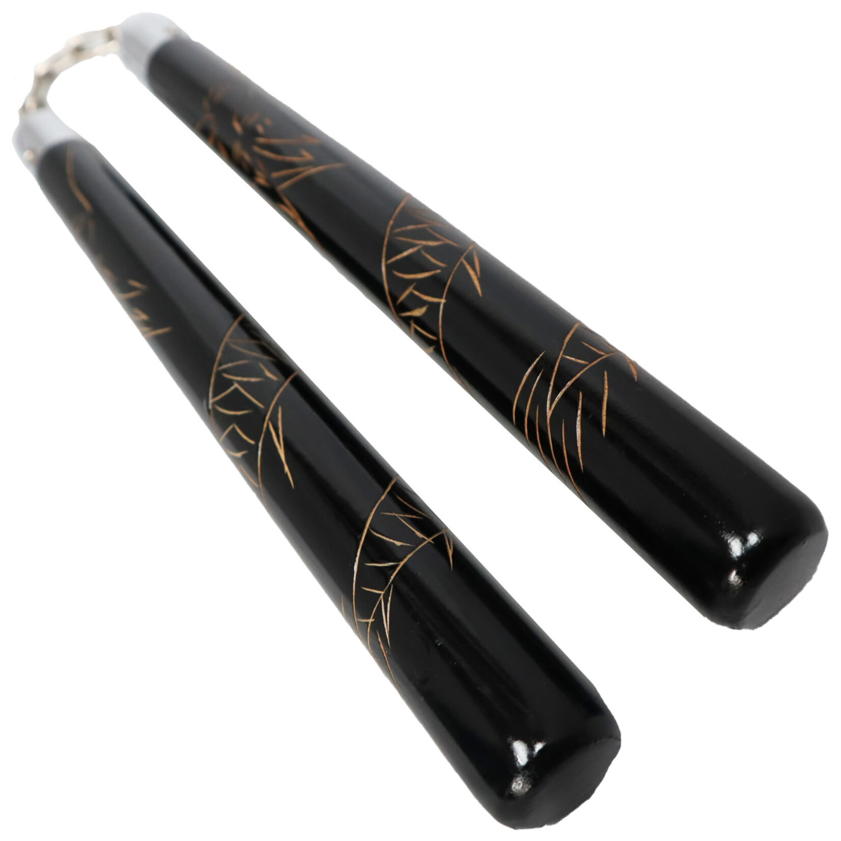 Black Oak Carved Dragon Nunchaku