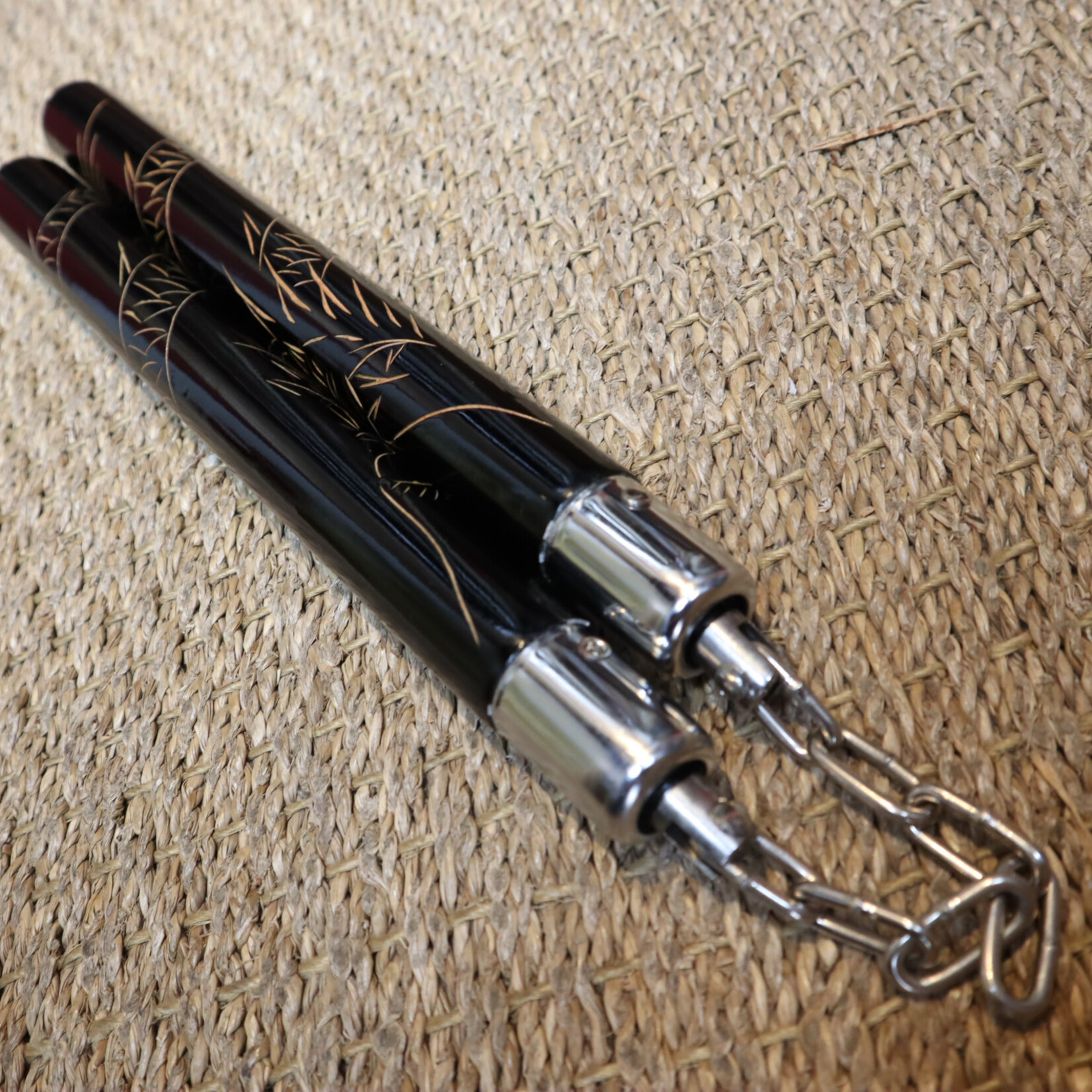 Black Oak Carved Dragon Nunchaku