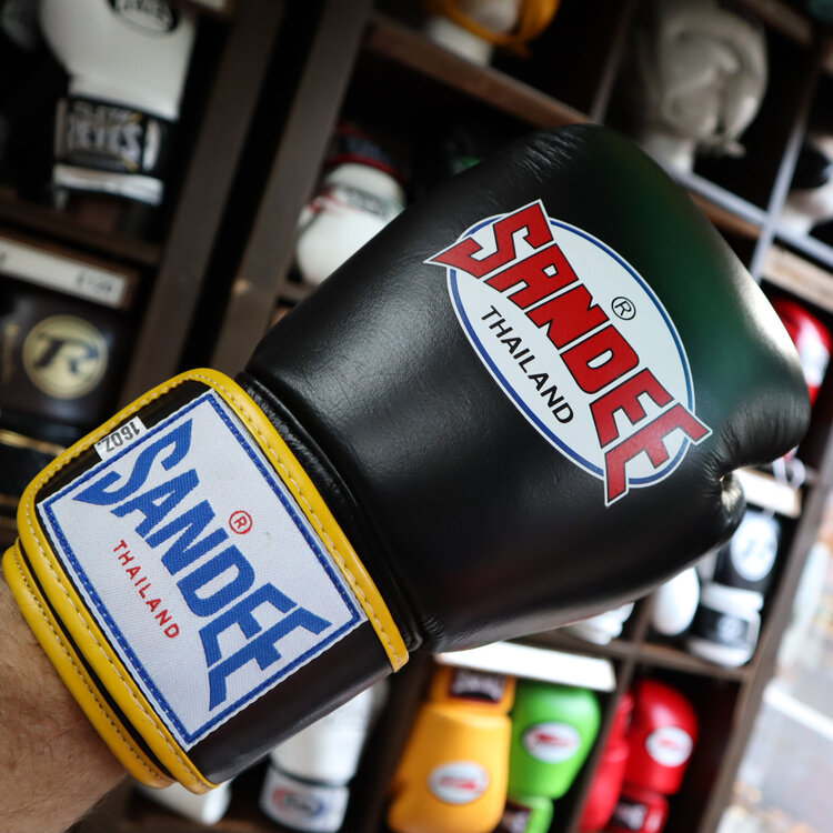 Sandee Boxing Gloves Authentic Black & Yellow Enso Martial Arts Shop