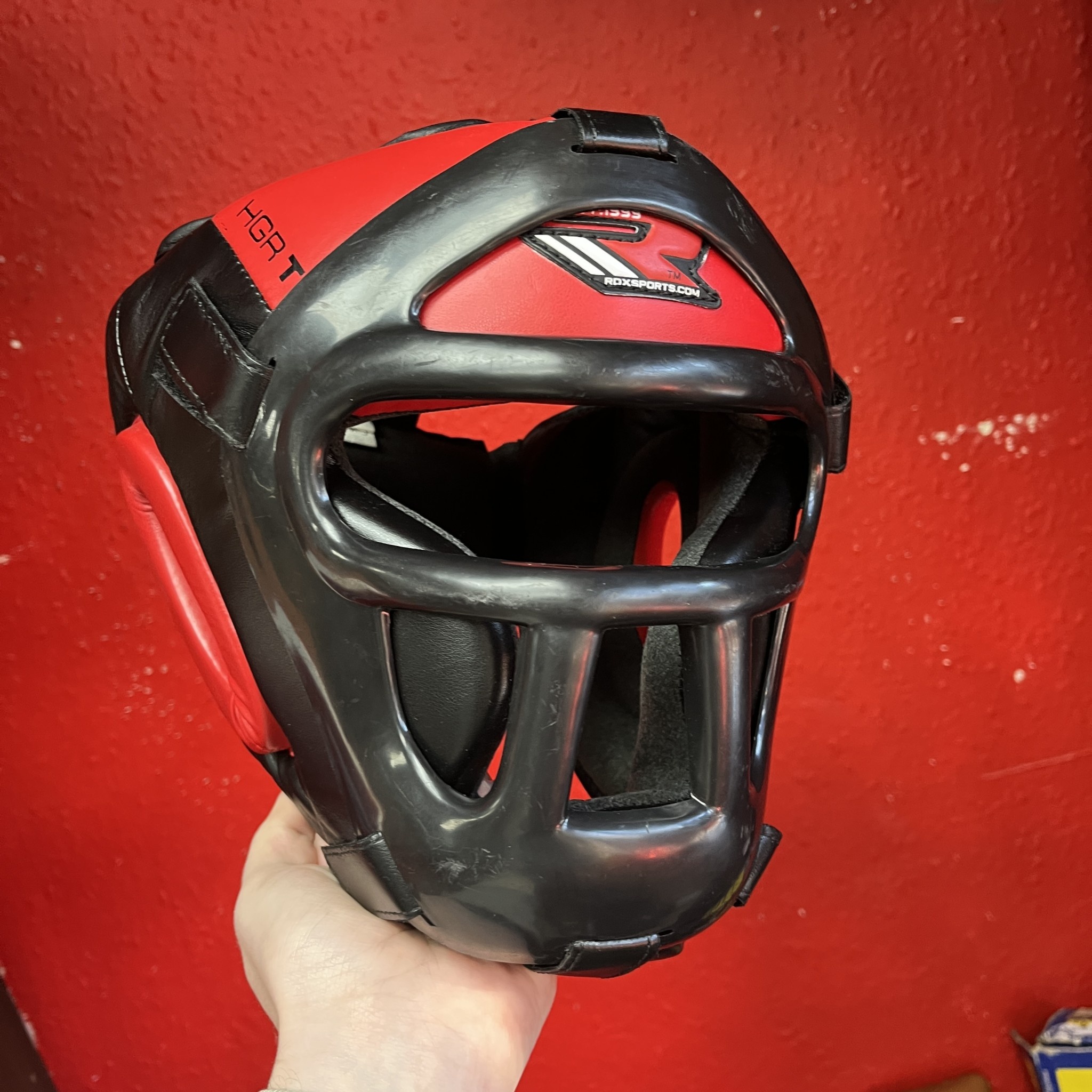 RDX Full Face Head Guard Black/Red Large Enso Martial Arts Shop Bristol